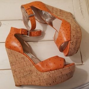 Michael kors ariana ostrich wedges 7.5